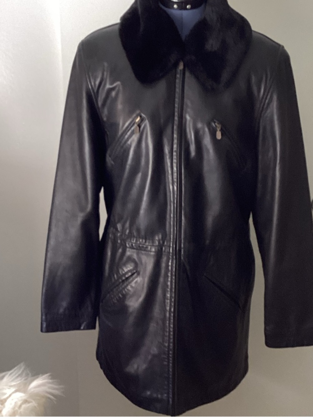 Classiques Entier Black Quilted Lambskin Jacket with Fur Trim